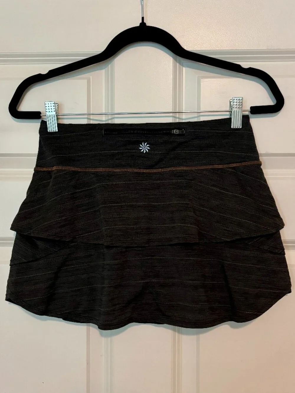 Athleta Black Layered Mini Skort with Subtle Brown Stitching • Size S - Picture 2 of 4